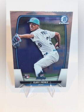 2023 Topps Bowman  Briefing Card - Chrome Silver # 90 Eury Perez RC